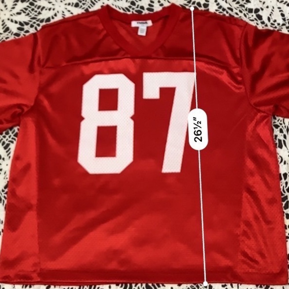 RSQ Mens Red Mesh Football Jersey Graphic T-Shirt Number 87 Size Large - Picture 4 of 5